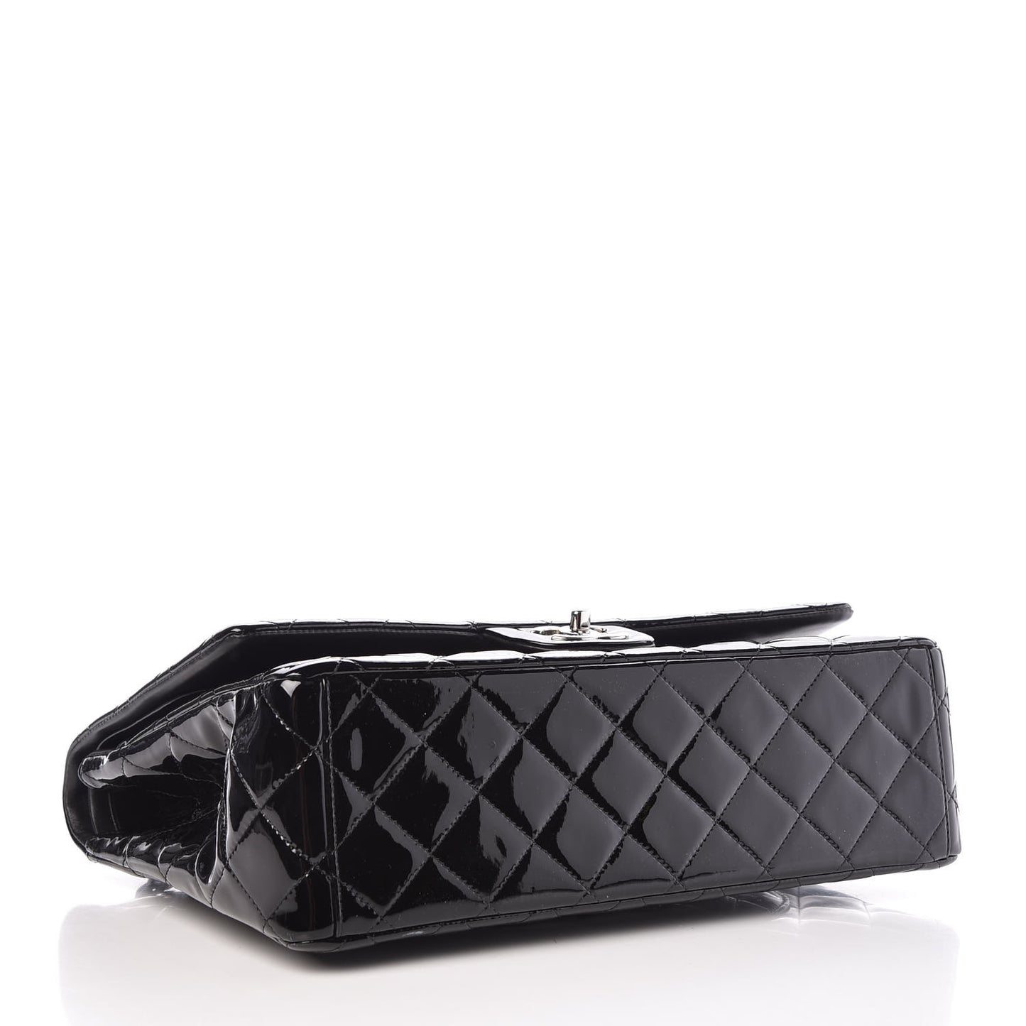 Patent Quilted Maxi Double Flap Black