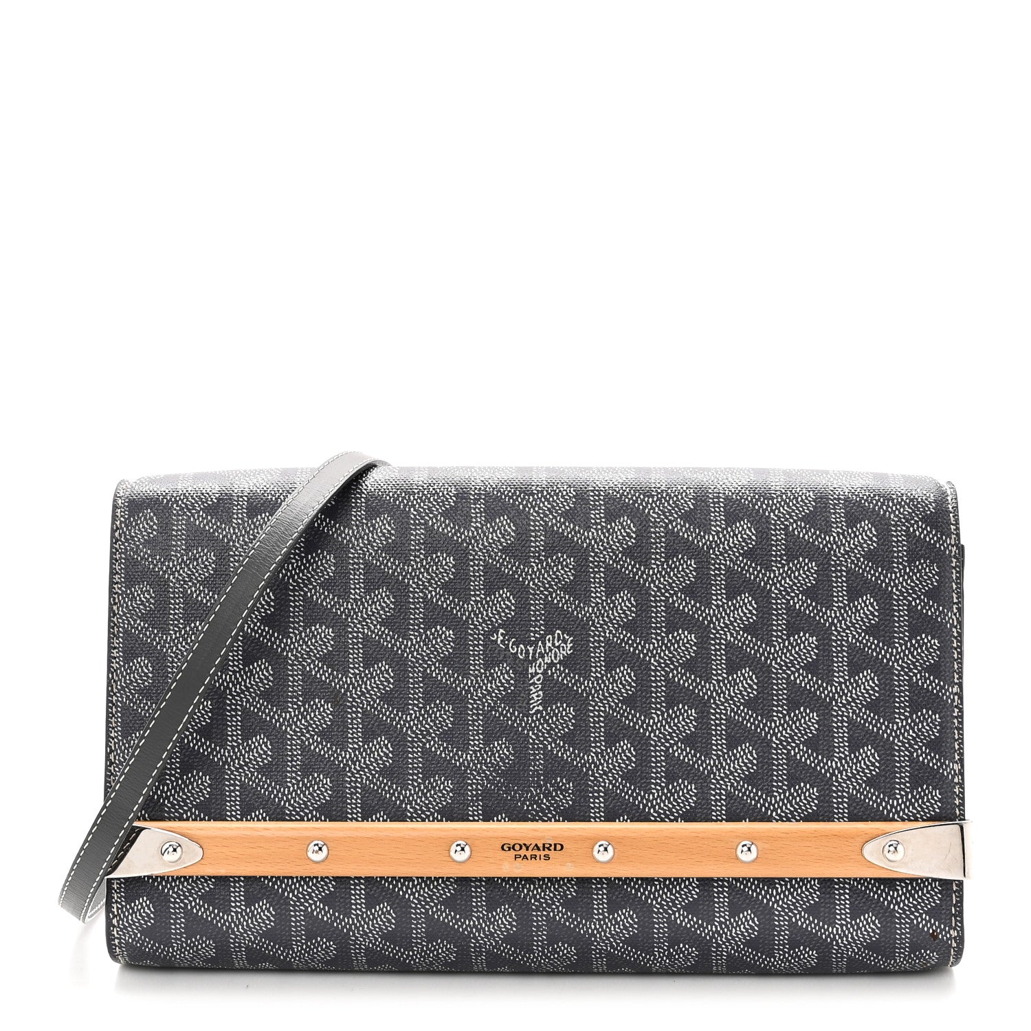 Goyard Goyardine Monte Carlo Bois Clutch With Strap Gray 1 of 14