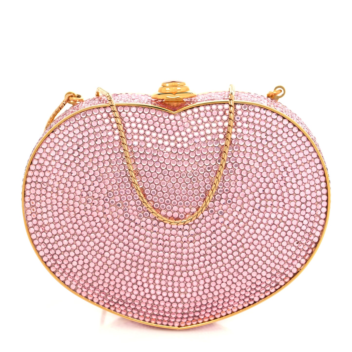 Swarovski Crystal Heart Minaudiere Clutch Pink Gold