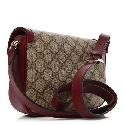 Gucci GG Supreme Monogram Horsebit 1955 Soft Small Shoulder Bag Beige Ebony Rosso Ancora 3 of 10