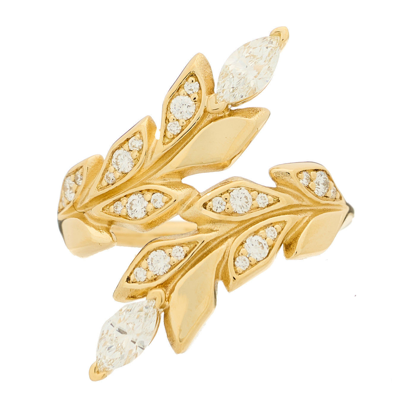 18K Yellow Gold Diamond Victoria Vine Bypass Ring 49 5