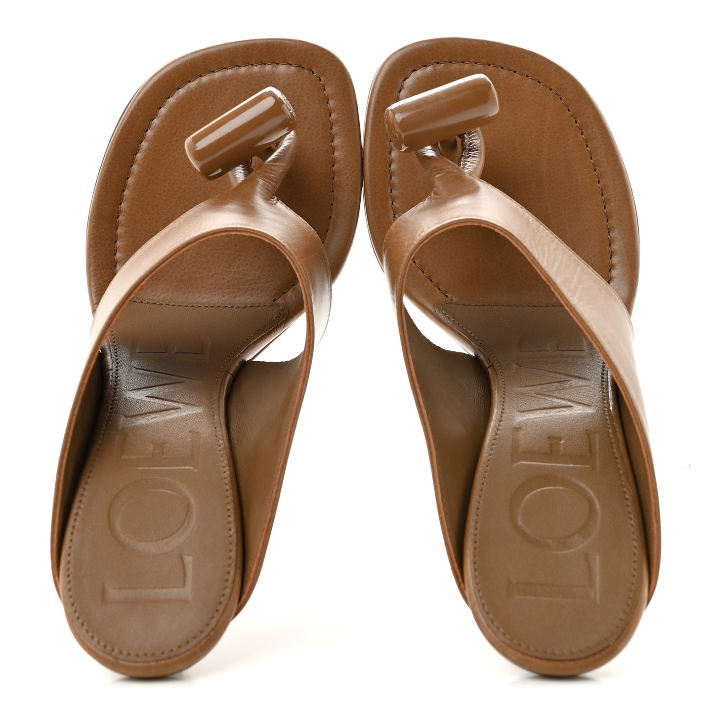 Shiny Calfskin Toggle Sandals  37 Oak
