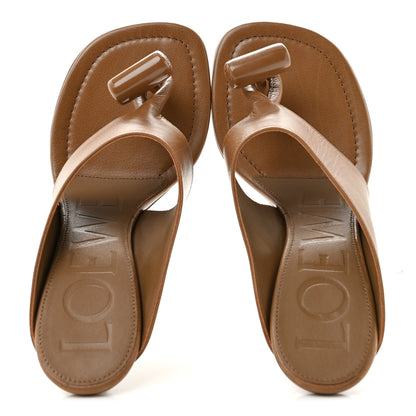 Loewe Shiny Calfskin Toggle Sandals  37 Oak 2 of 10