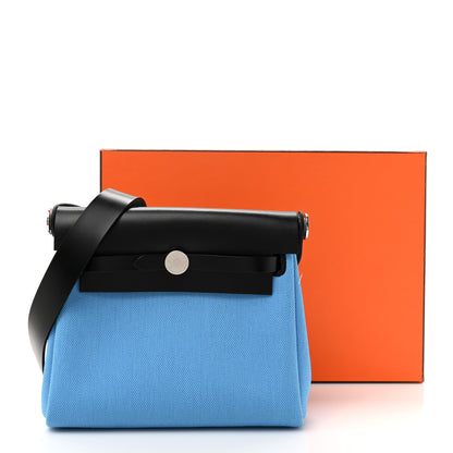 Hermes Military Toile Vache Hunter Herbag Zip Retourne 20 Bleu Riviera Black 11 of 11