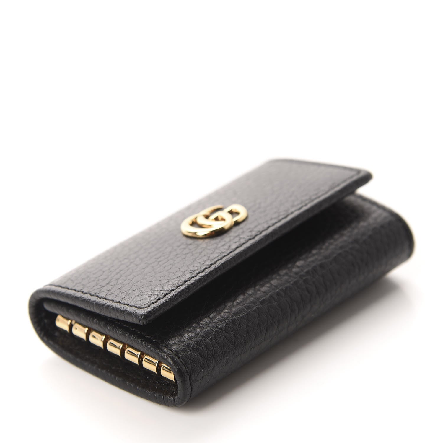 Gucci Pebbled Calfskin GG Marmont 6 Key Holder Black 4 of 7