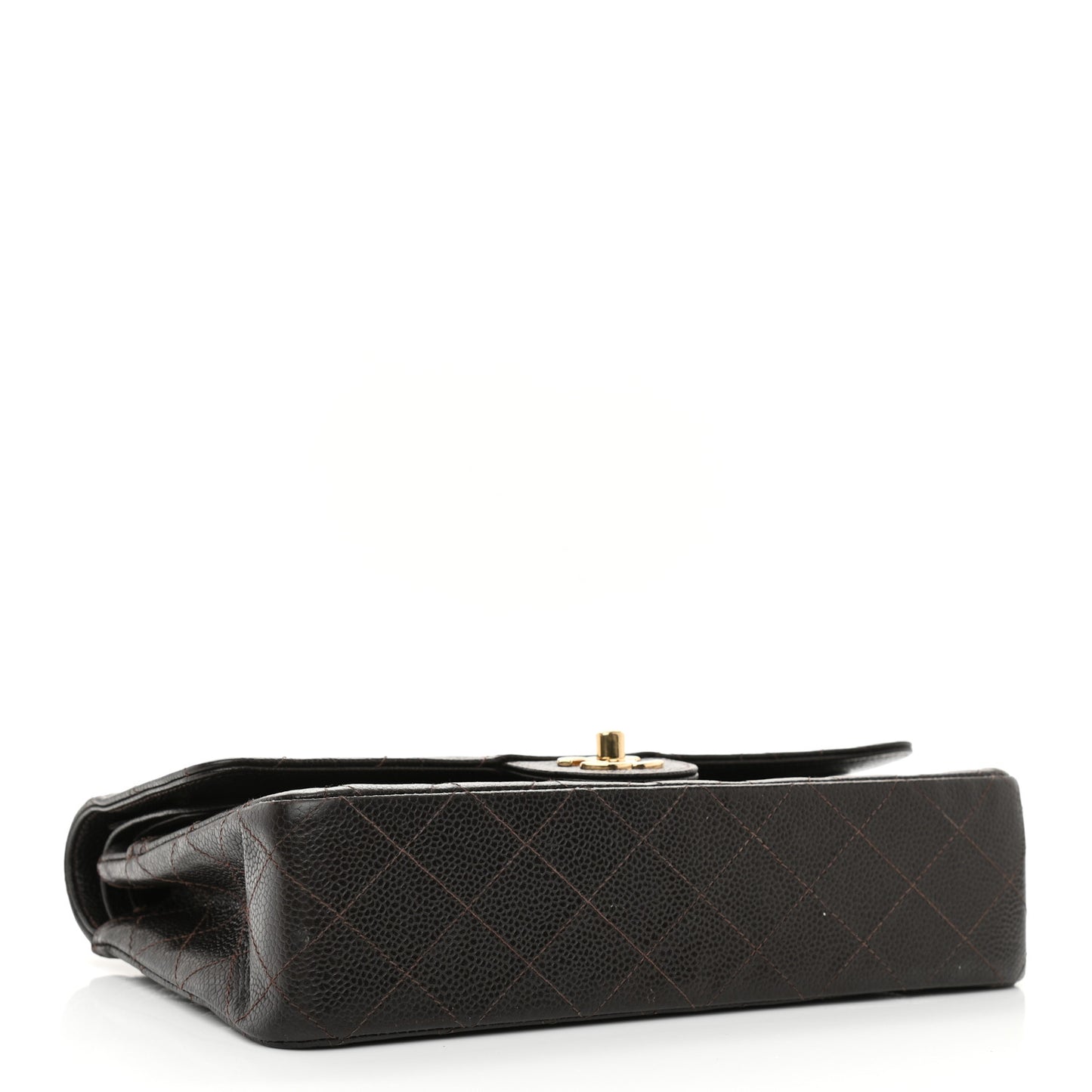 Caviar Quilted Medium Double Flap Brown