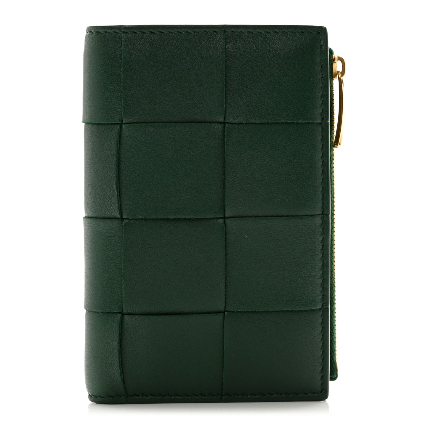 Nappa Maxi Intrecciato Bifold Zip Wallet Raintree