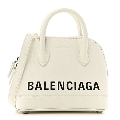 Balenciaga Grained Calfskin XXS Ville Top Handle Bag White Black 1 of 17