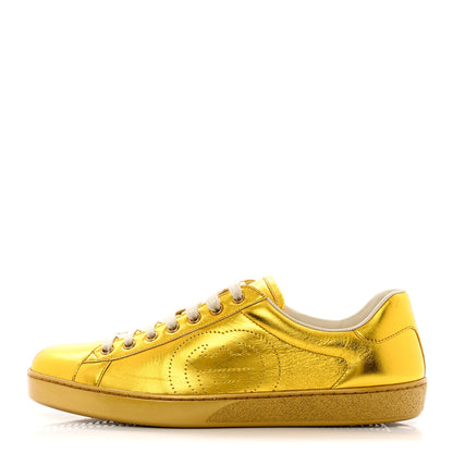Gucci Metallic Nappa Interlocking G Perforated Mens Ace Sneakers 9 Oro Vecchio 1 of 9