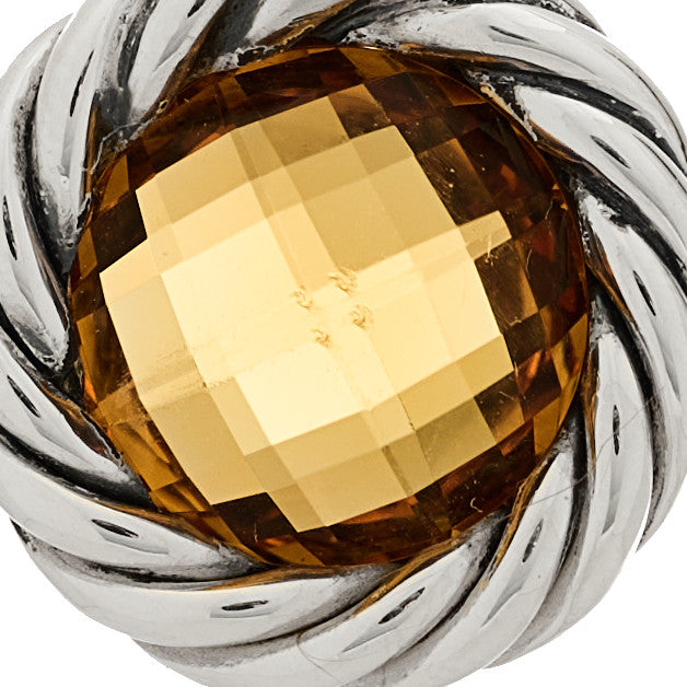 Sterling Silver Citrine Cable Charm Pendant