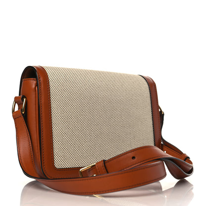 Celine Textile Natural Calfskin Teen Triomphe White Tan 2 of 8