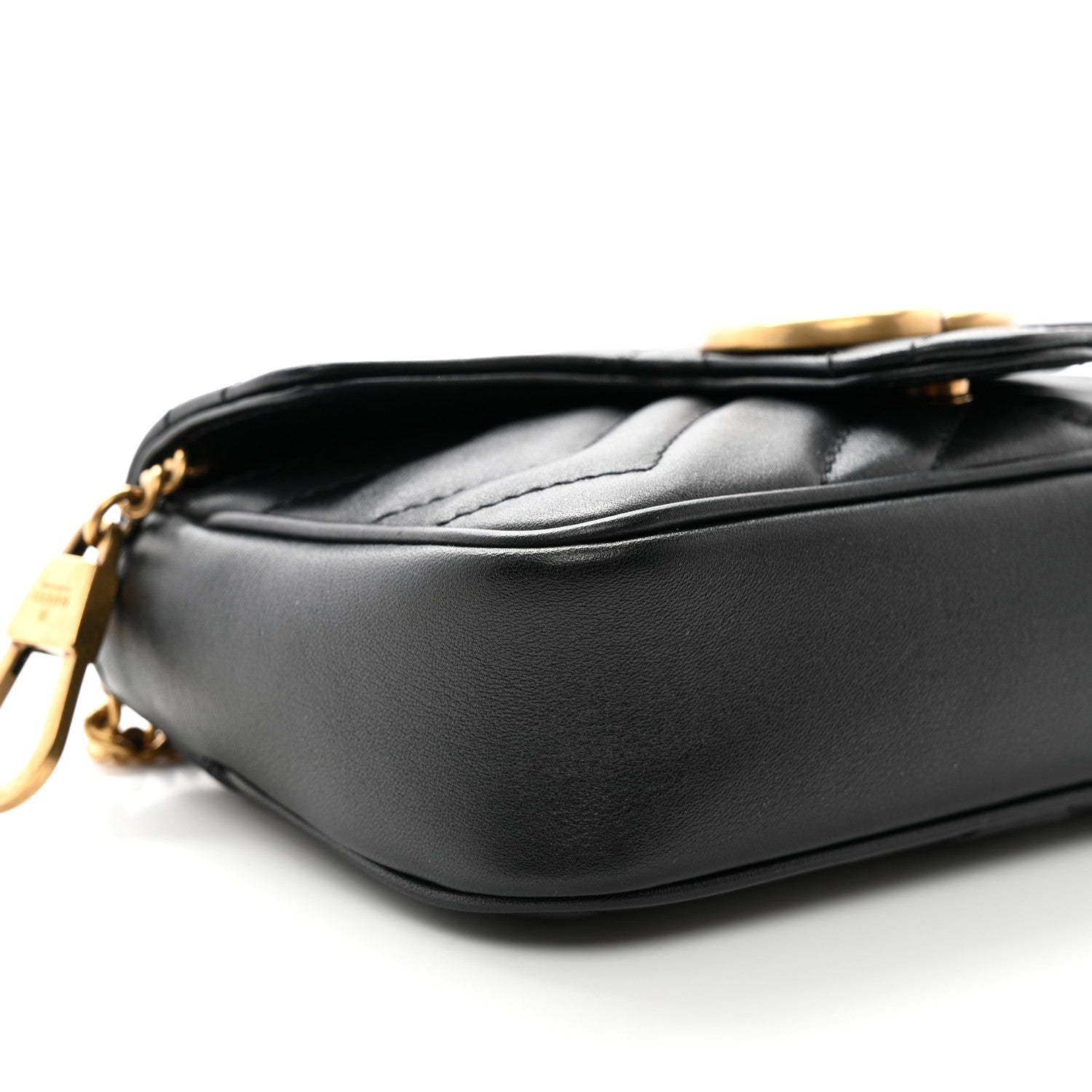 Gucci Calfskin Matelasse Super Mini GG Marmont Shoulder Bag Black 9 of 10