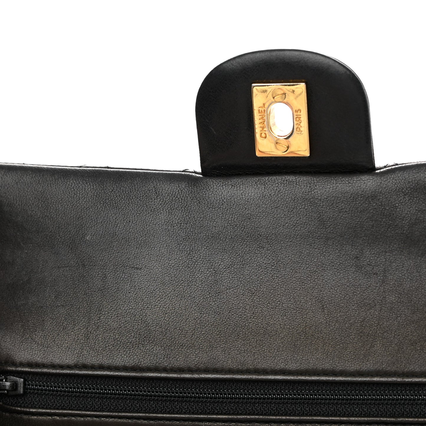 Lambskin Quilted Medium Double Flap Black