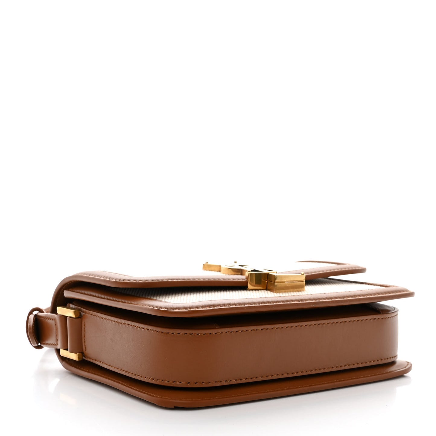 Canvas Calfskin Small Solferino Satchel Beige Brick