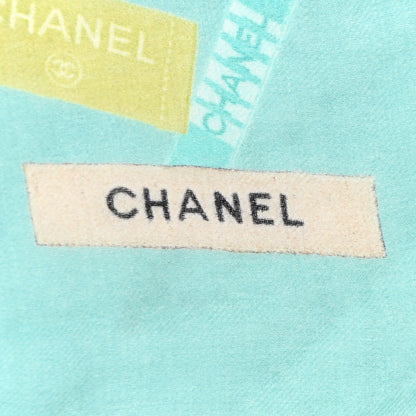 Chanel Cashmere Labels Fringe Scarf Blue Multicolor 2 of 7