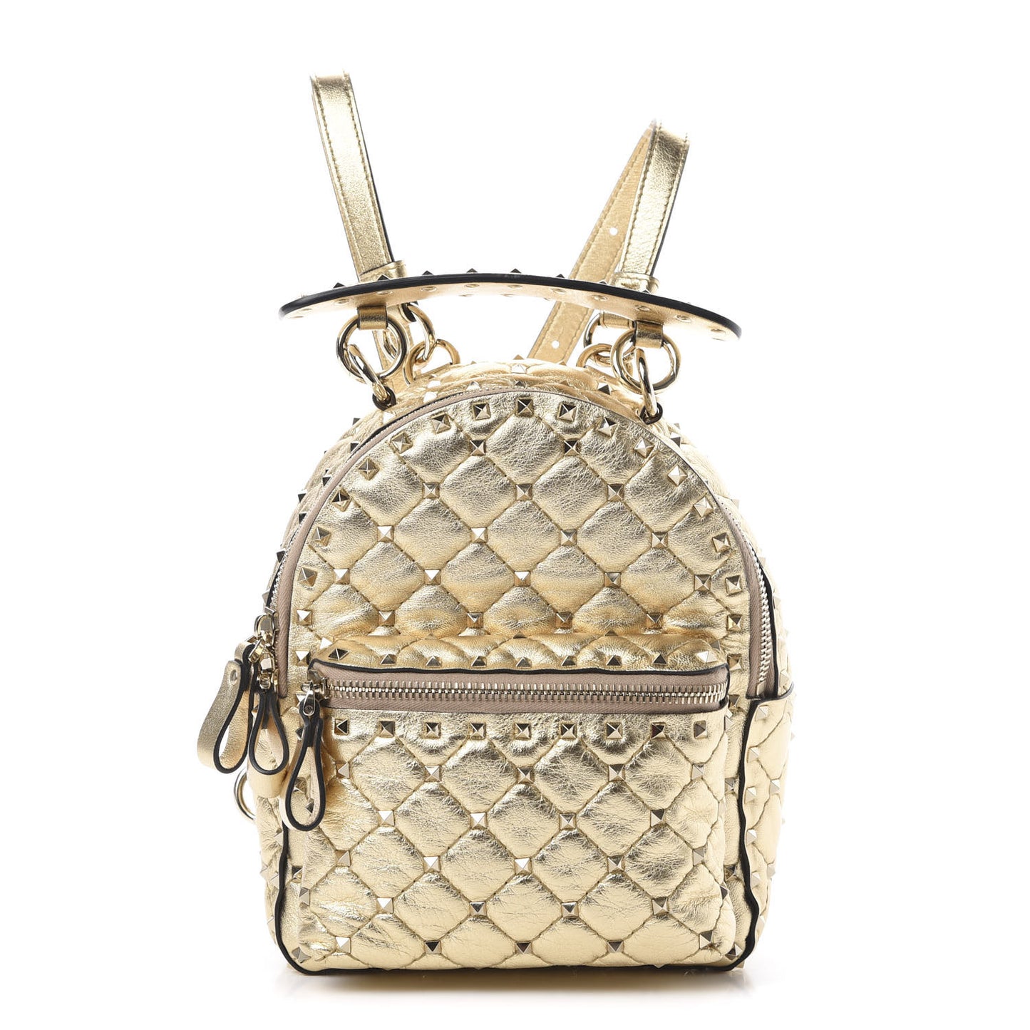 Metallic Lambskin Quilted Mini Rockstud Spike Backpack Mekong
