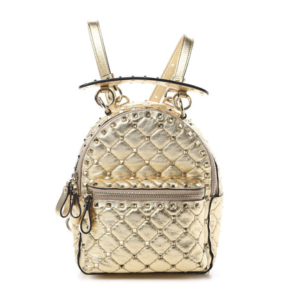 Valentino Garavani Metallic Lambskin Quilted Mini Rockstud Spike Backpack Mekong 1 of 8