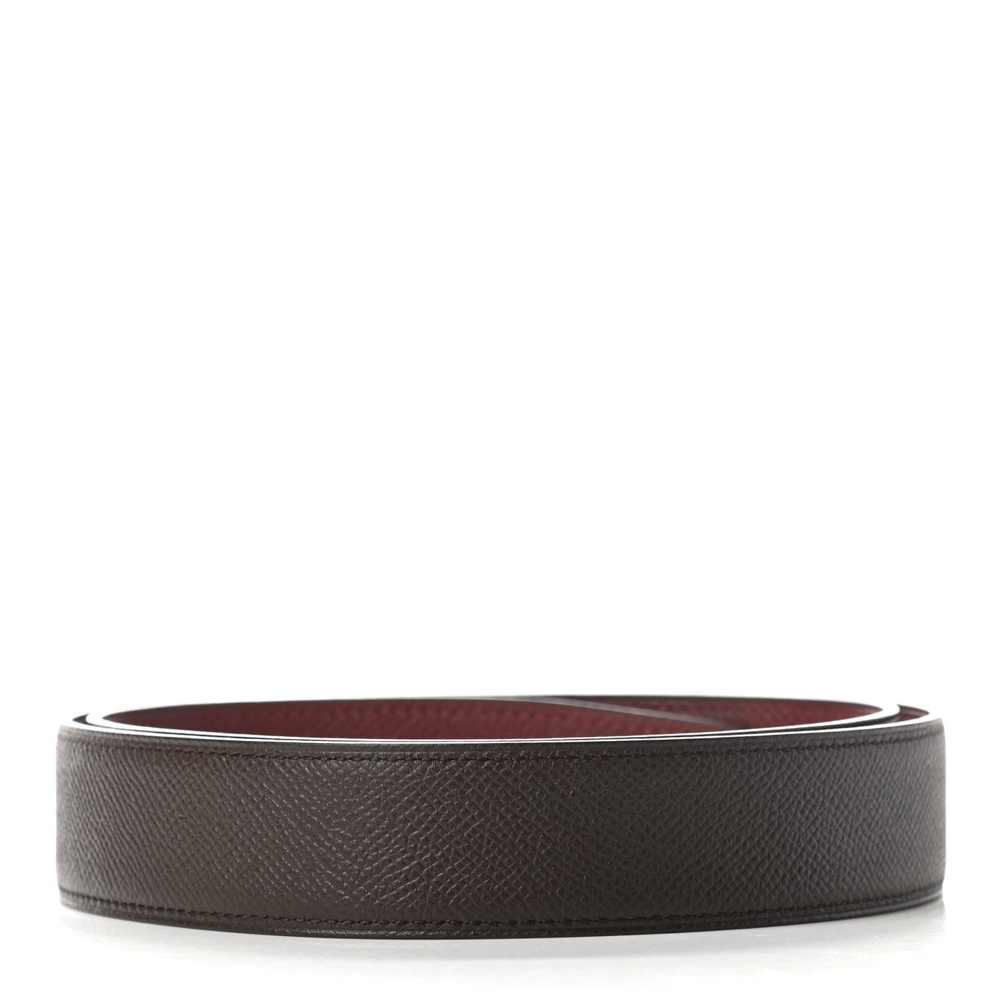 Epsom 32mm Belt Strap 90 Rouge H Chocolate