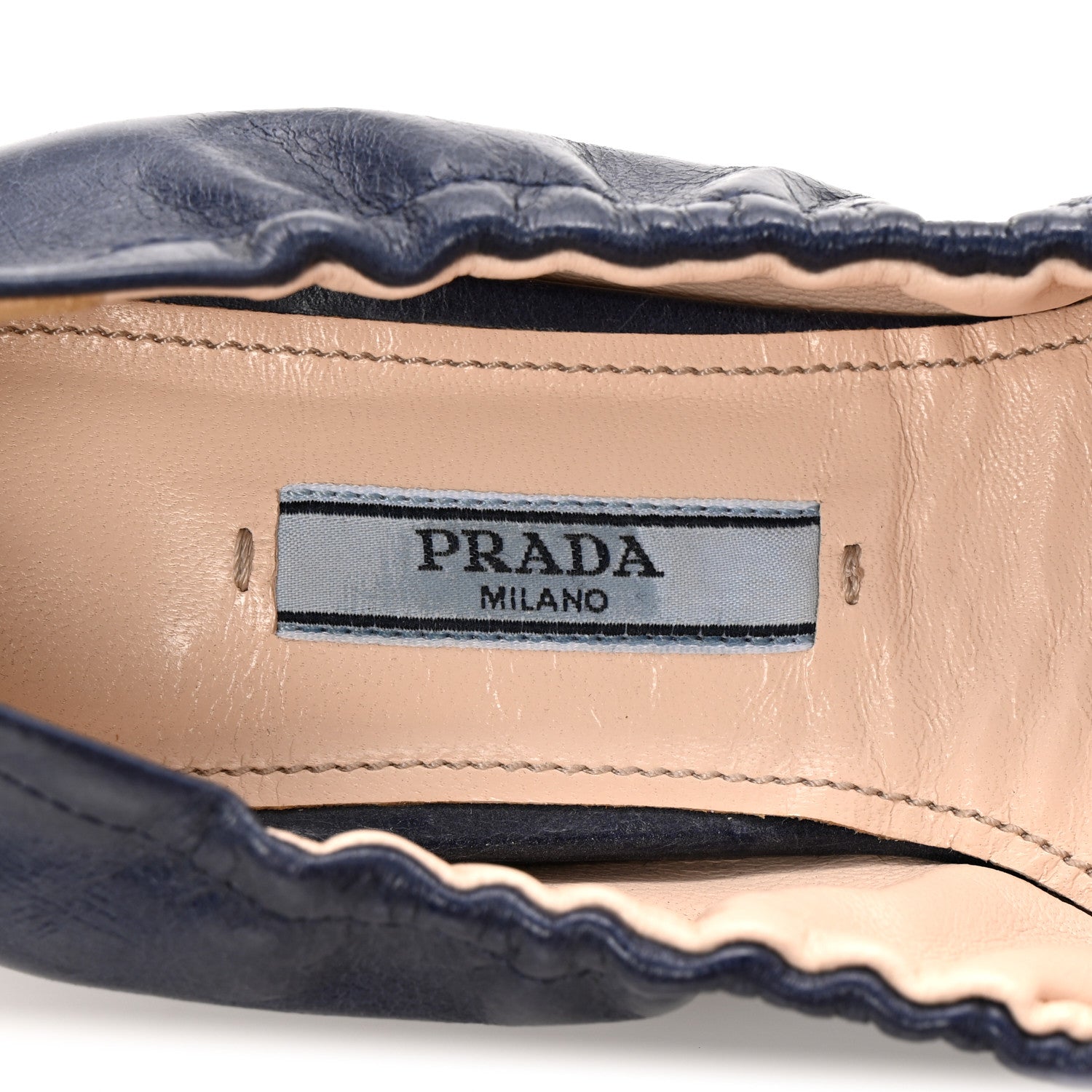 Prada Vitello Shine Logo Ballet Flats 36 Denim 9 of 9