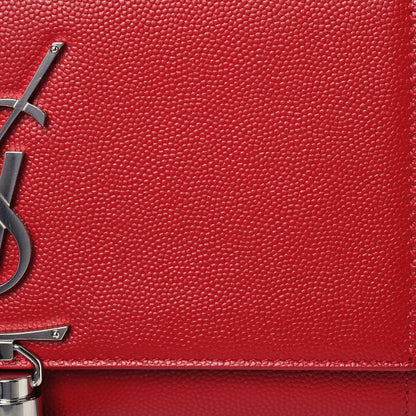 Saint Laurent Grain De Poudre Small Classic Monogram Kate Tassel Satchel Red 8 of 12