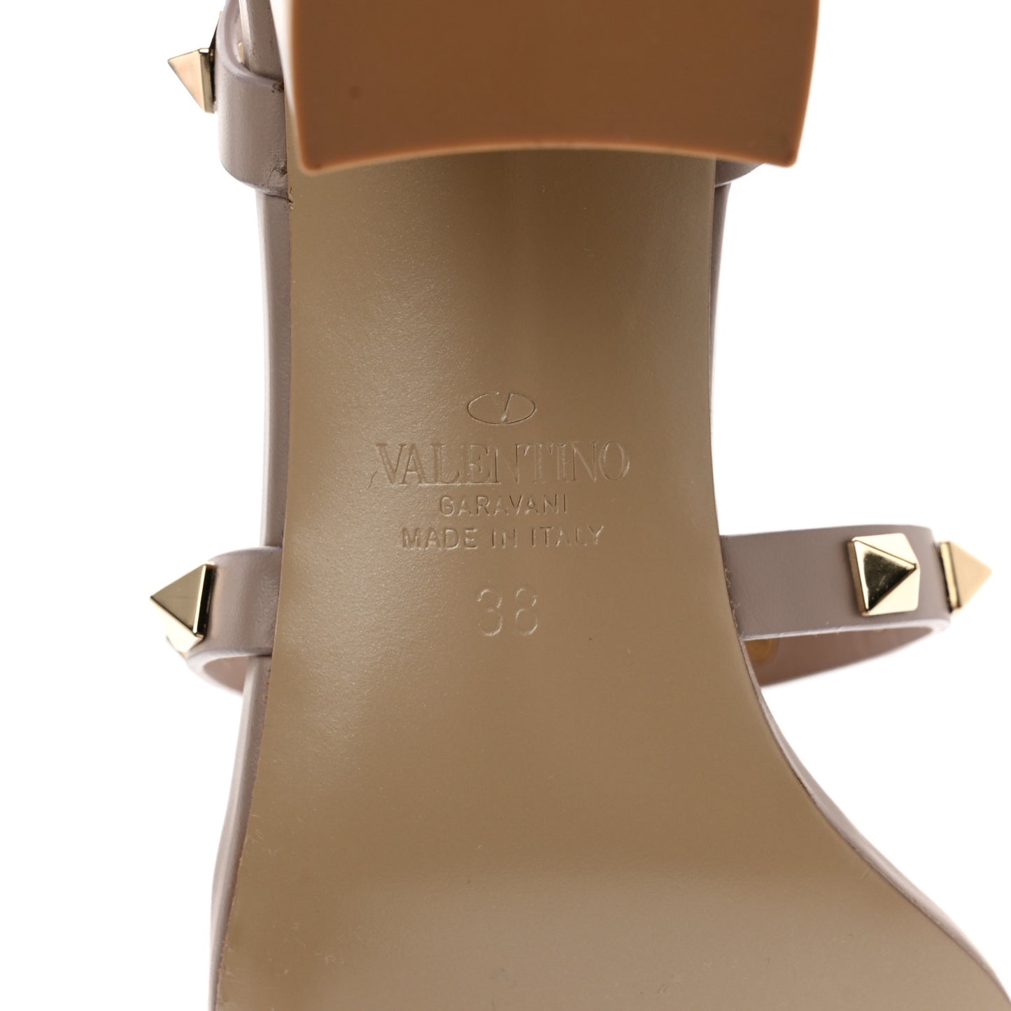 Calfskin Rockstud 60mm City Sandals 38 Poudre