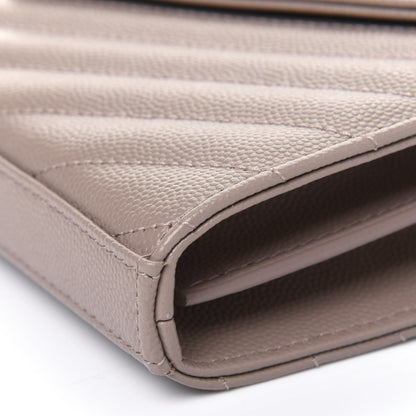 Saint Laurent Grain De Poudre Matelasse Chevron Monogram Chain Wallet Fard 10 of 15