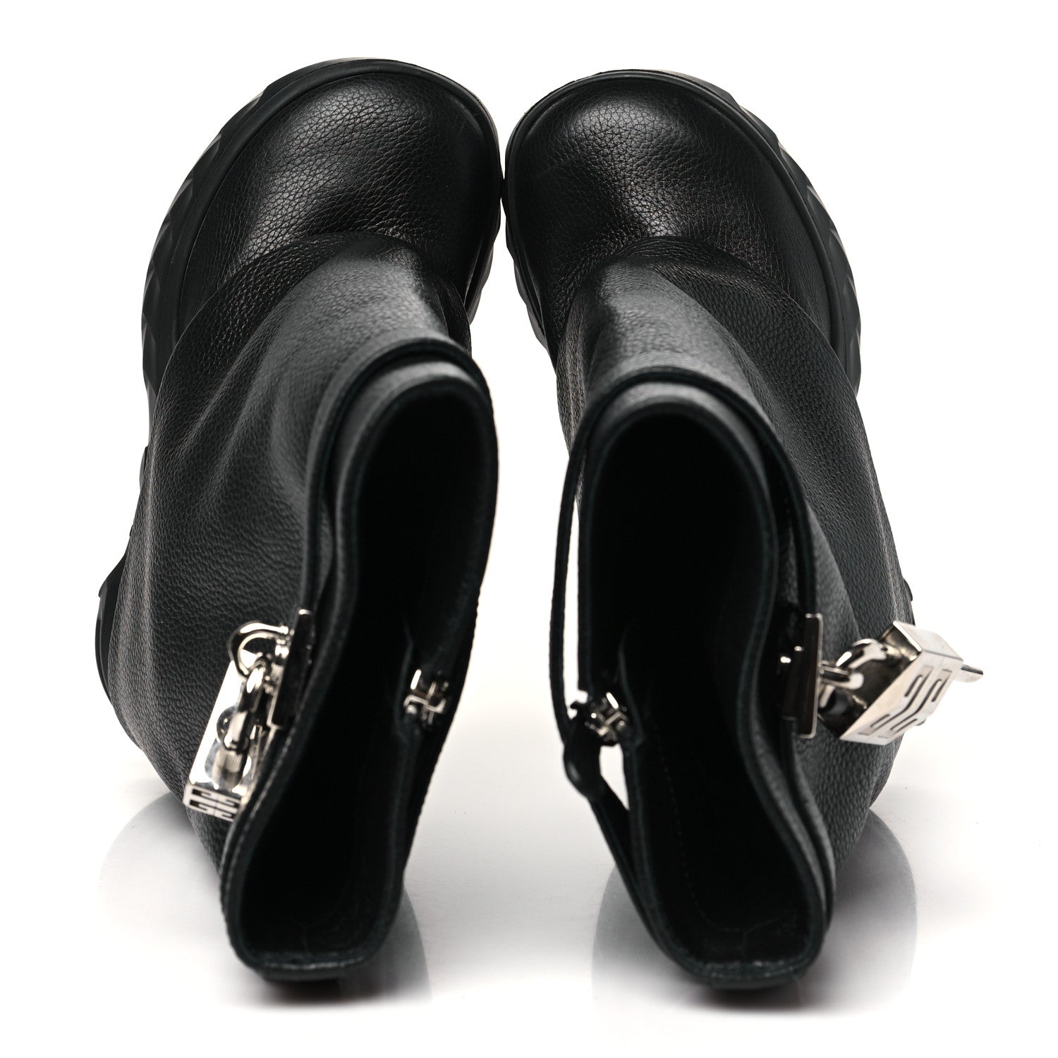 Givenchy Grained Calfskin Shark Lock Biker Ankle Boots 36 Black 2 of 9