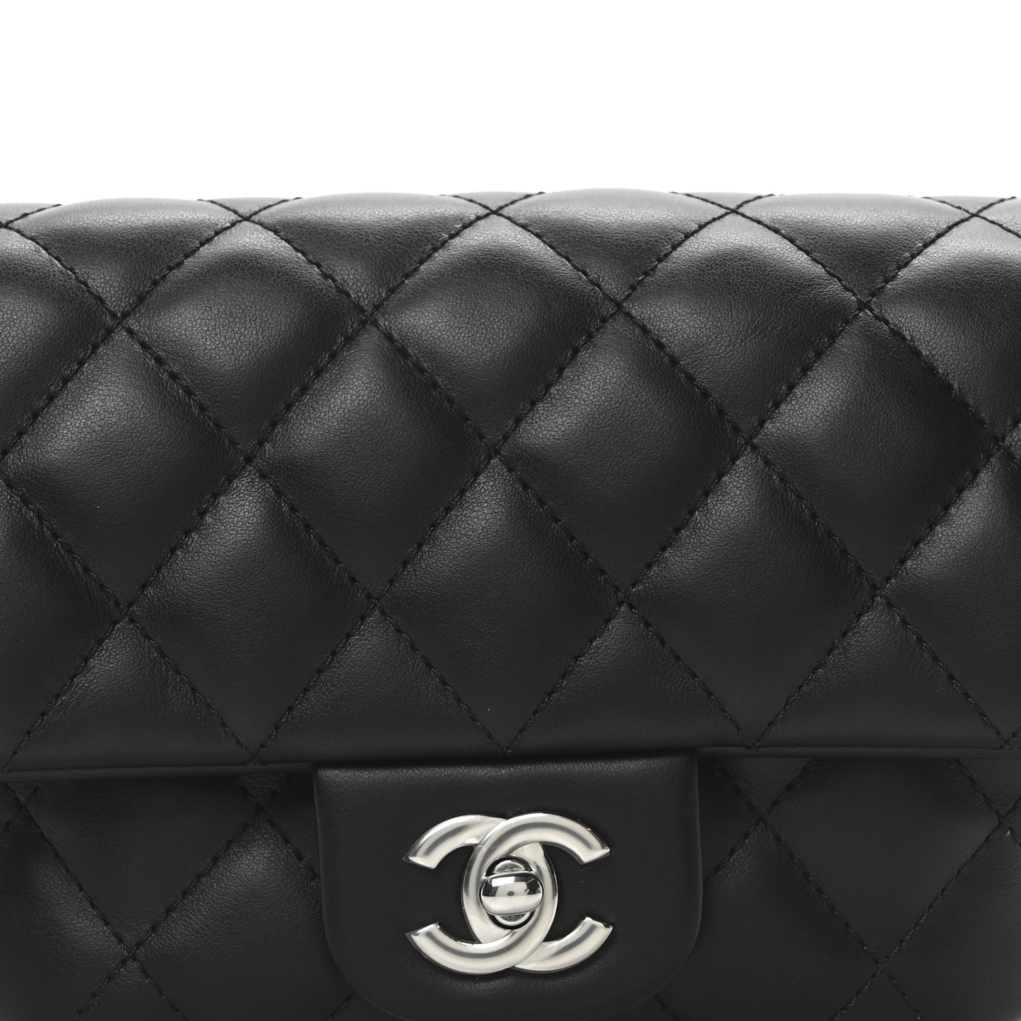 Calfskin Quilted CC Uniform Flap Belt Bag Black