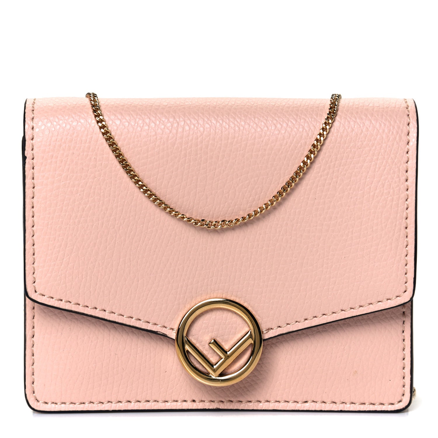 Fendi Vitello Cruise F is Fendi Geometric Flap Wallet on Chain Light Rose 1 of 6
