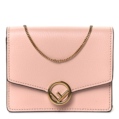 Fendi Vitello Cruise F is Fendi Geometric Flap Wallet on Chain Light Rose 1 of 6
