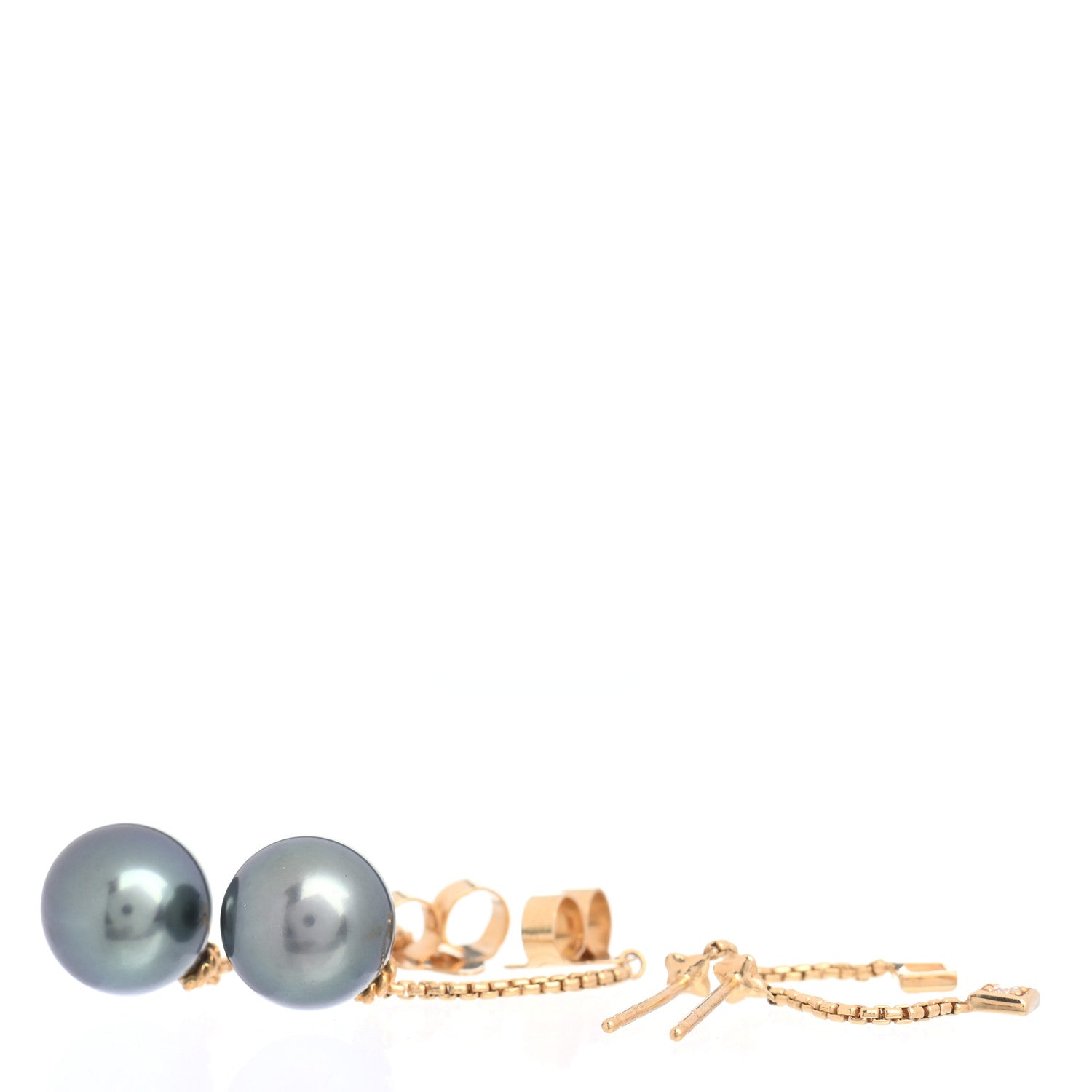 David Yurman 18K Yellow Gold Black Pearl Diamond Solari Drop Earrings 3 of 4