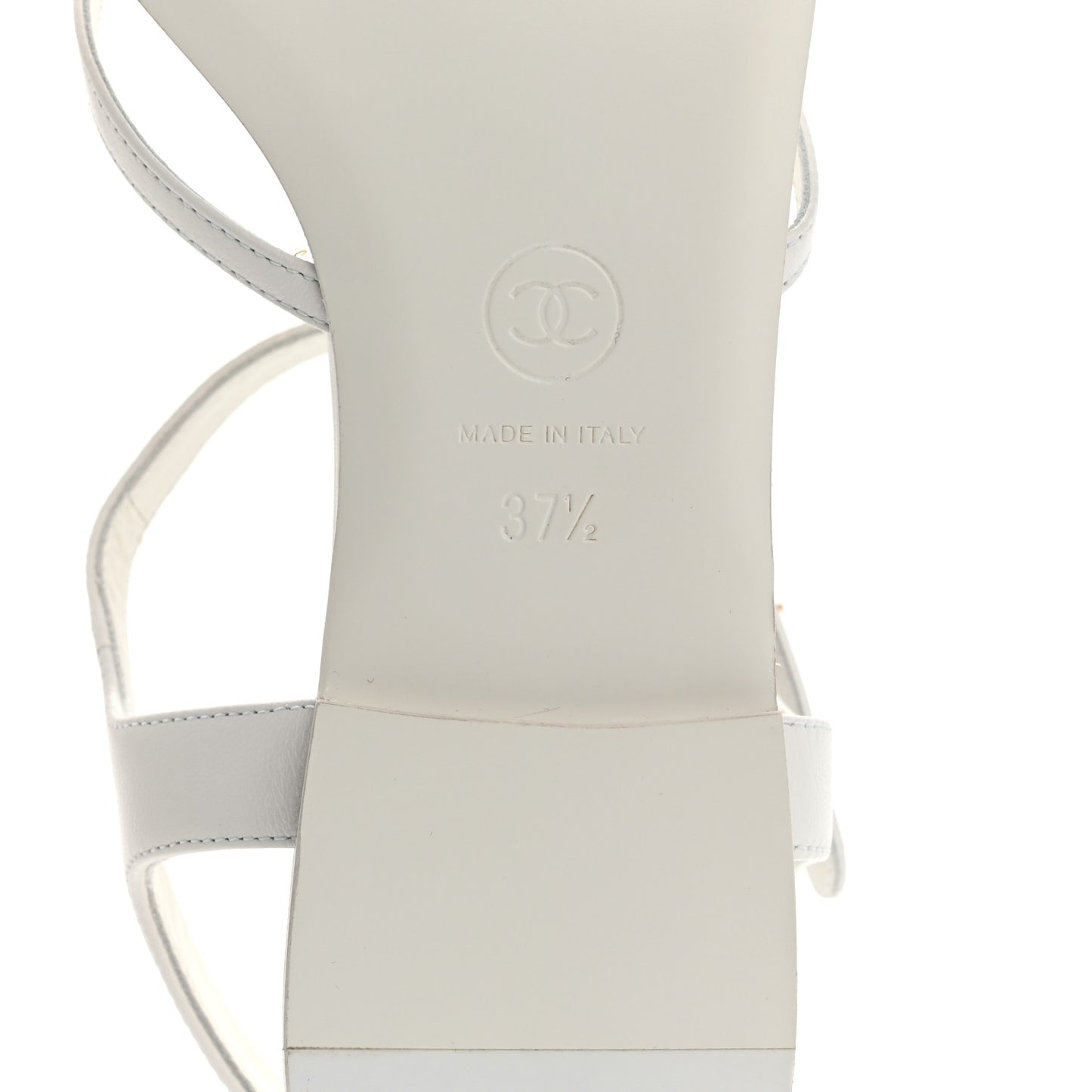 Lambskin Crystal CC Sandals 37.5 White