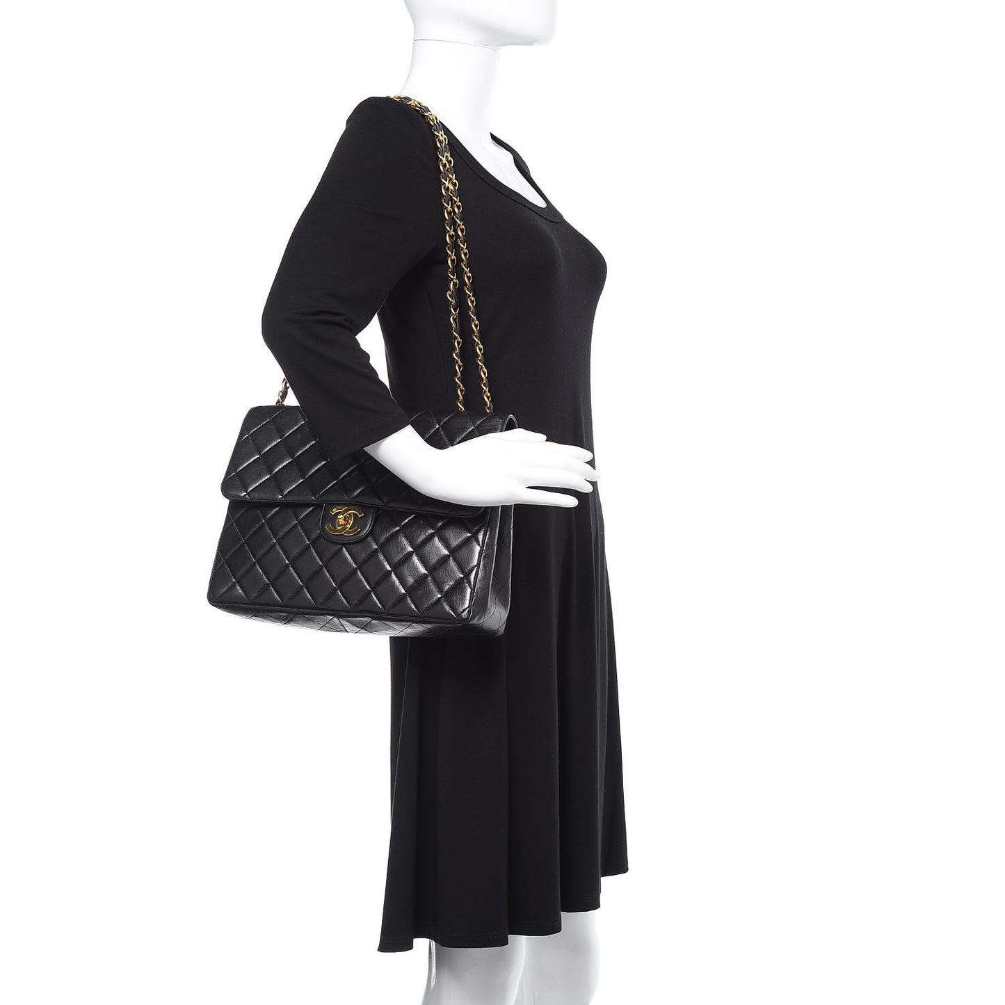 Lambskin Quilted Jumbo Single Flap Black