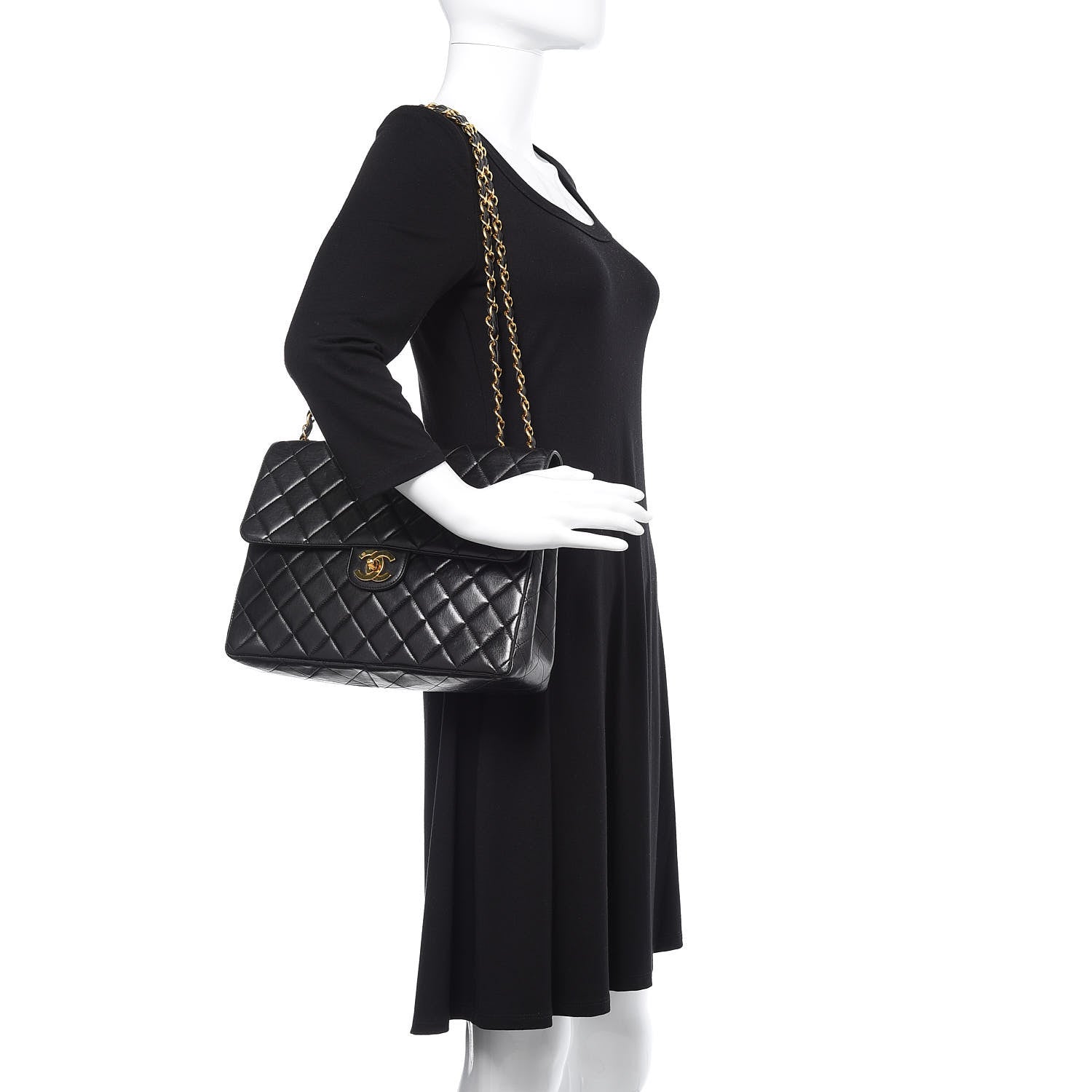 Chanel Lambskin Quilted Jumbo Single Flap Black 2 of 20