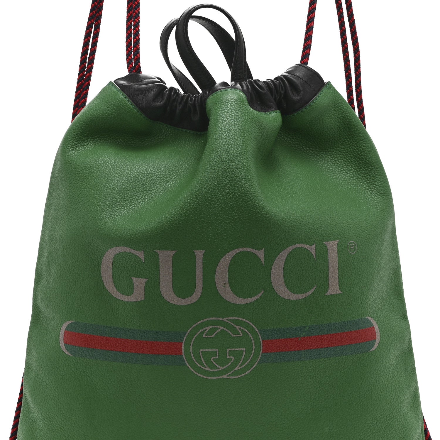 Gucci Calfskin Logo Drawstring Backpack Green 8 of 12