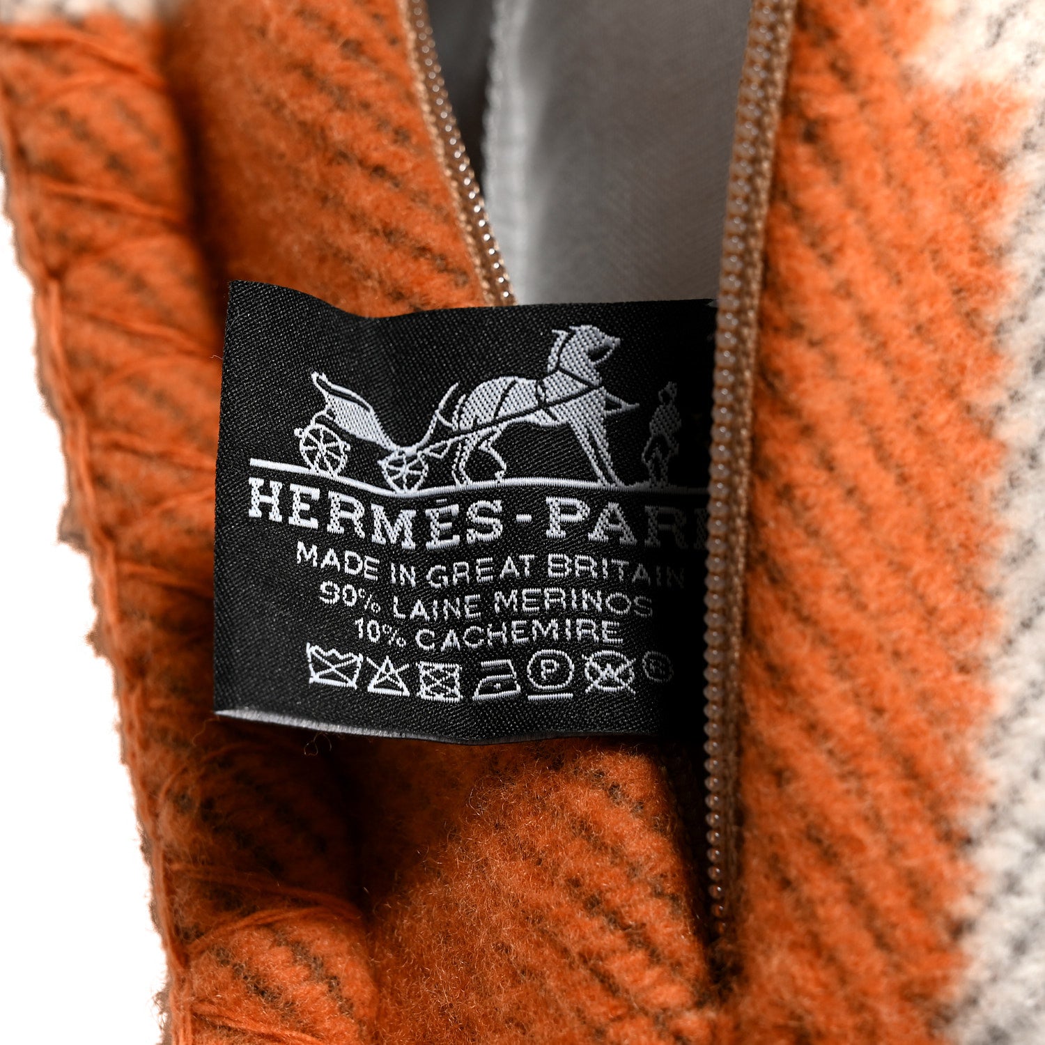 Hermes Wool Cashmere Avalon Pillow PM Ecru Potiron 3 of 3