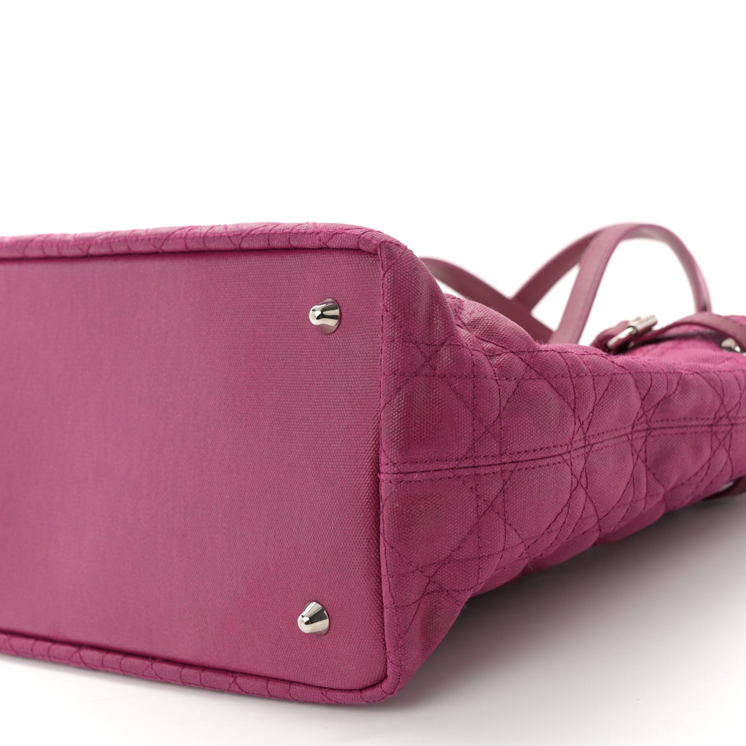 Christian Dior Coated Canvas Cannage Medium Panarea Tote Raspberry 10 of 12