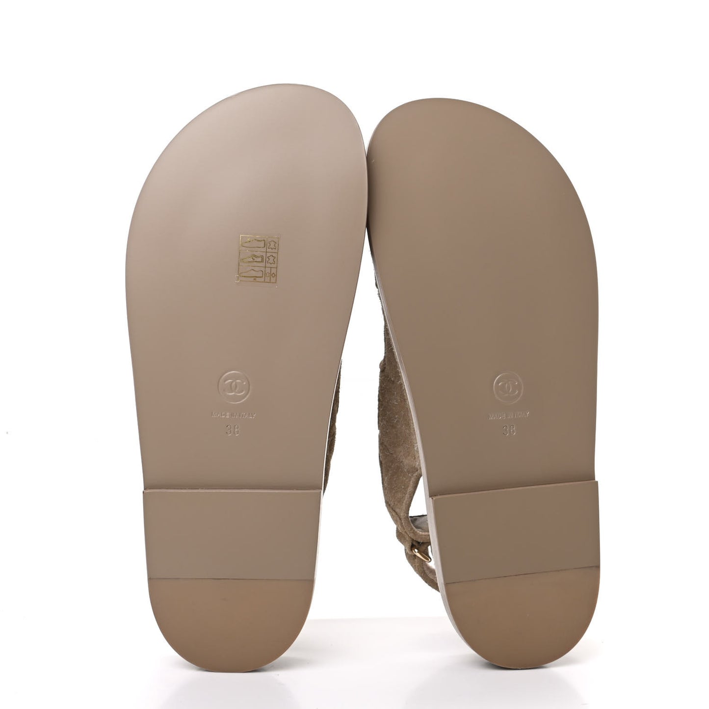 Suede Calfskin Velcro Dad Sandals 38 Beige