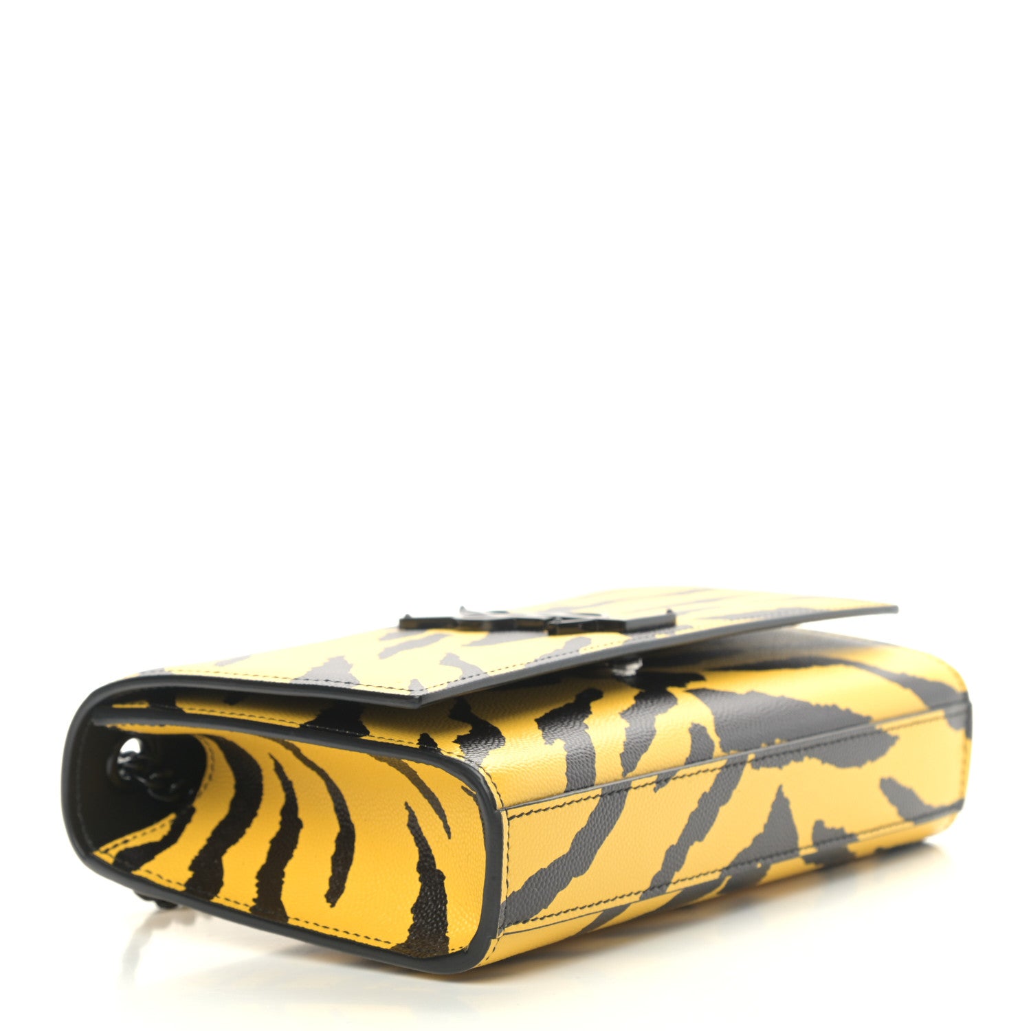 Saint Laurent Grain De Poudre Zebra Print Small Classic Monogram Kate Satchel Yellow 4 of 9