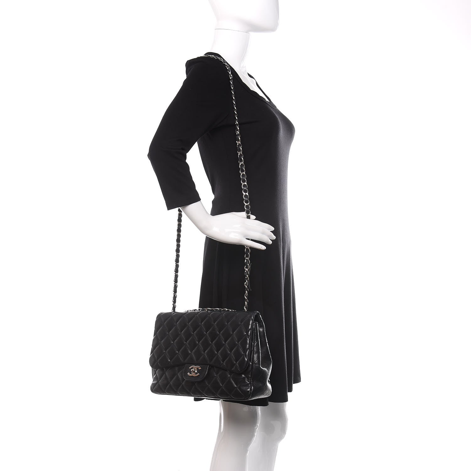 Chanel Lambskin Quilted Jumbo Single Flap Black 2 of 11