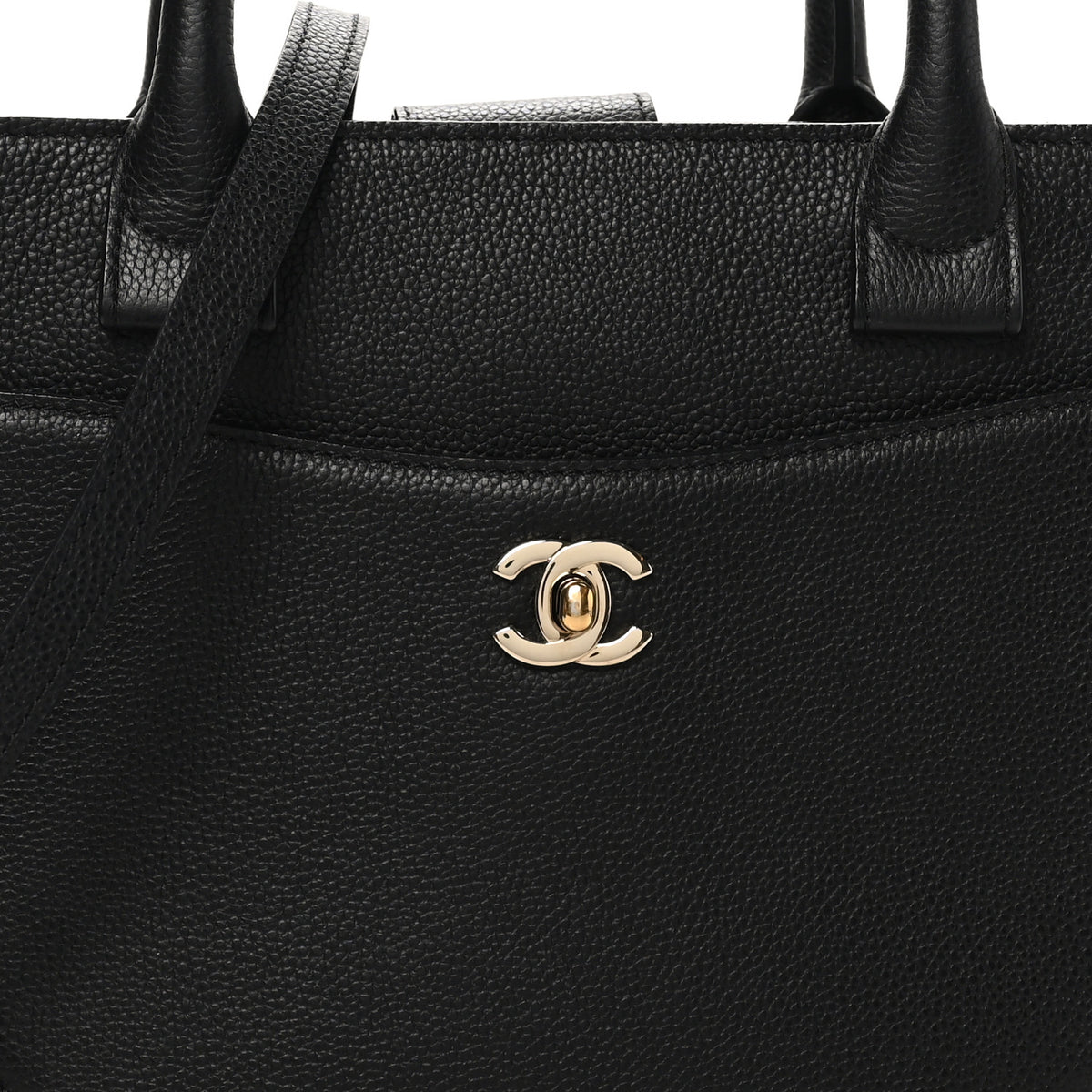 Grained Calfskin Small Neo Executive Shopper Tote Black