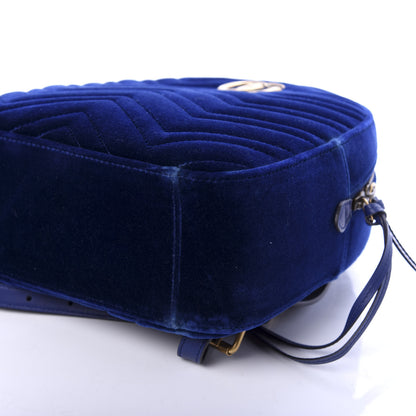 Gucci Velvet Matelasse GG Marmont Dome Backpack Cobalt Blue 8 of 9