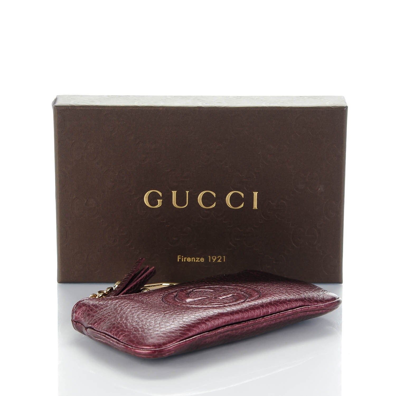 Gucci Metallic Pebbled Calfskin Soho Key Case Burgundy 4 of 7