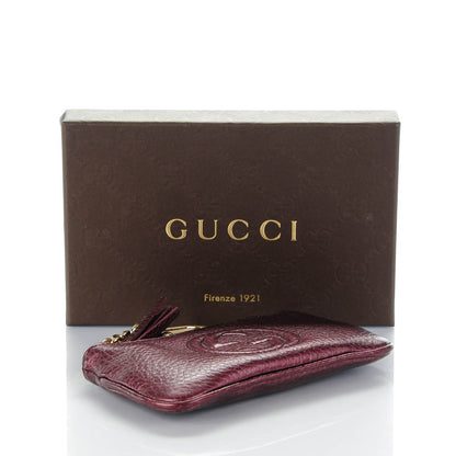 Gucci Metallic Pebbled Calfskin Soho Key Case Burgundy 4 of 7