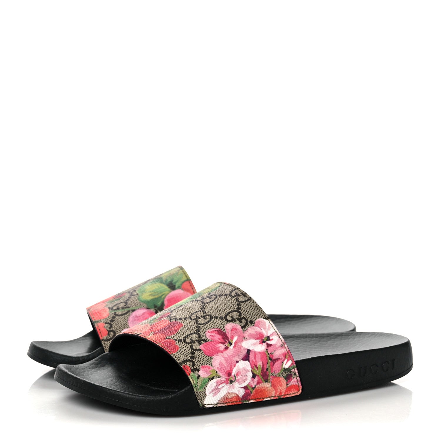 Gucci GG Supreme Monogram Blooms Slide Sandals 36 Beige Multicolor 3 of 7