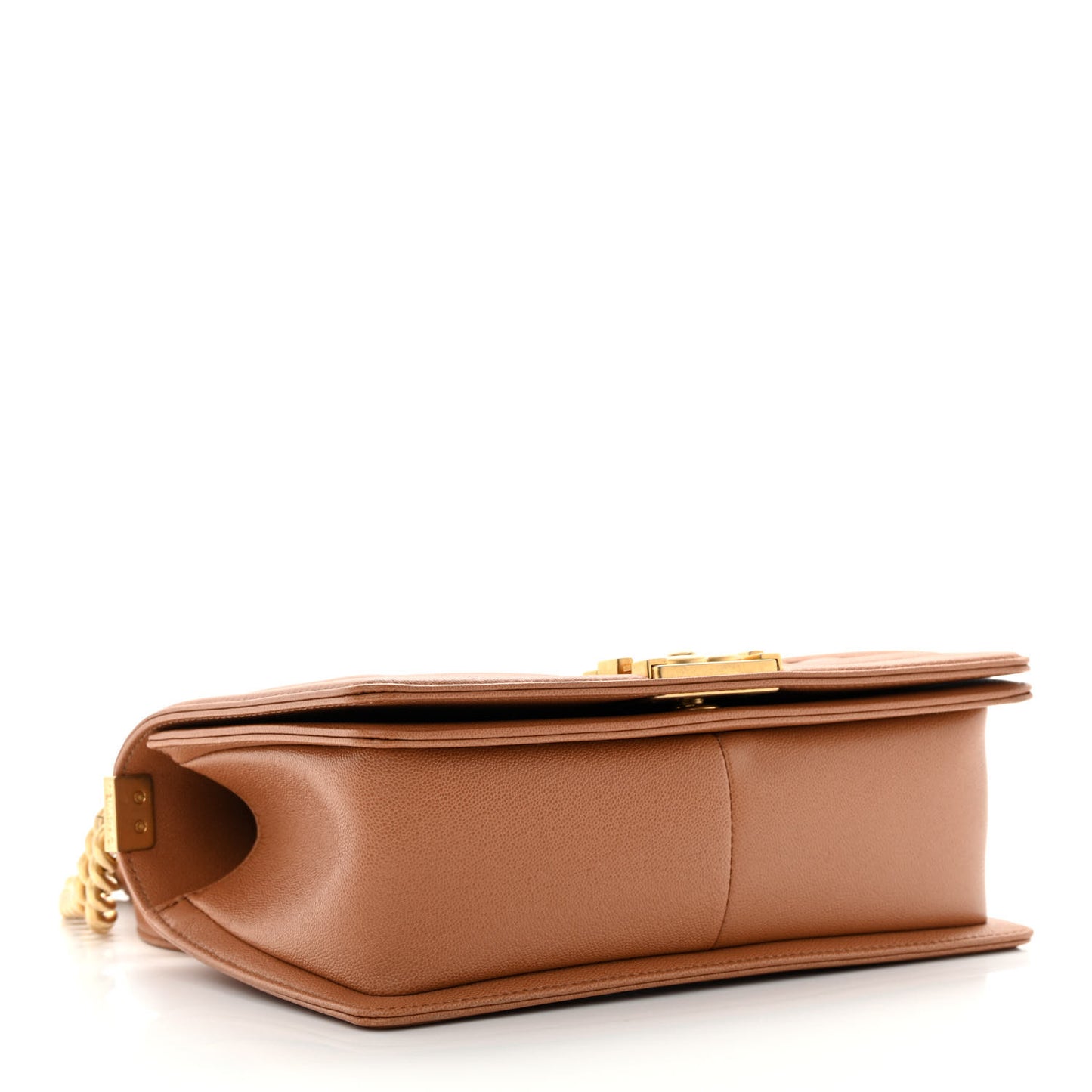 Caviar Chevron Quilted Medium Boy Flap Dark Beige