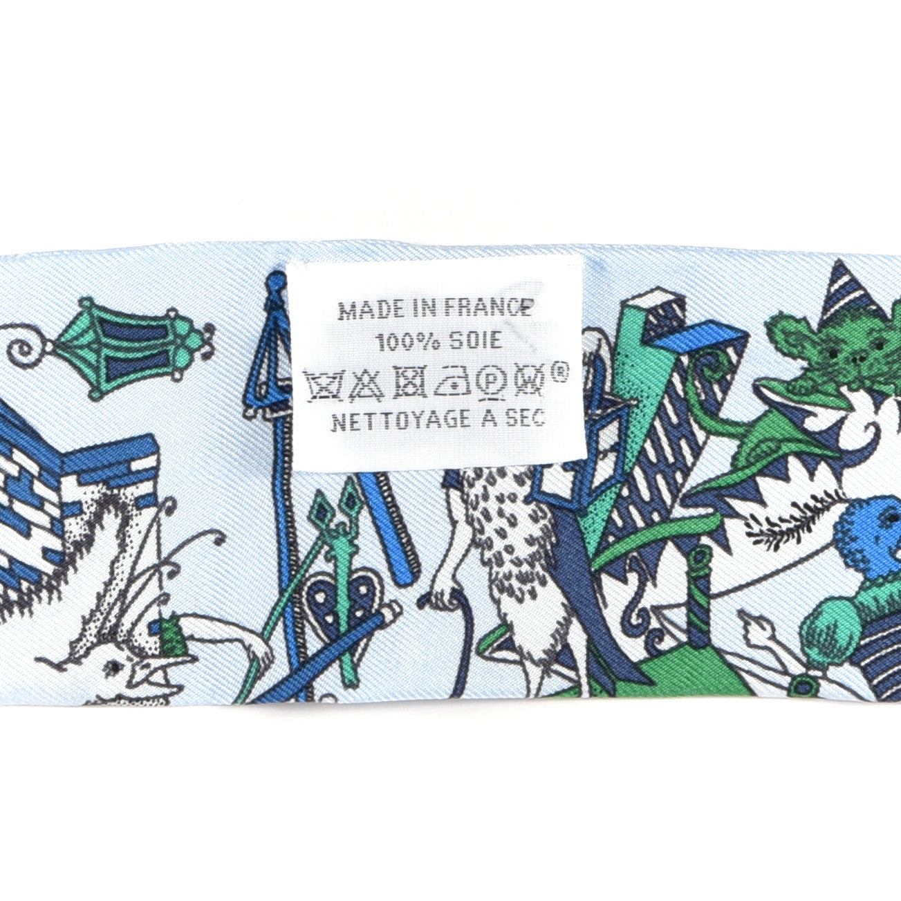 Hermes Silk La Folle Parade Twilly Bleu Ciel Vert Cobalt 6 of 7