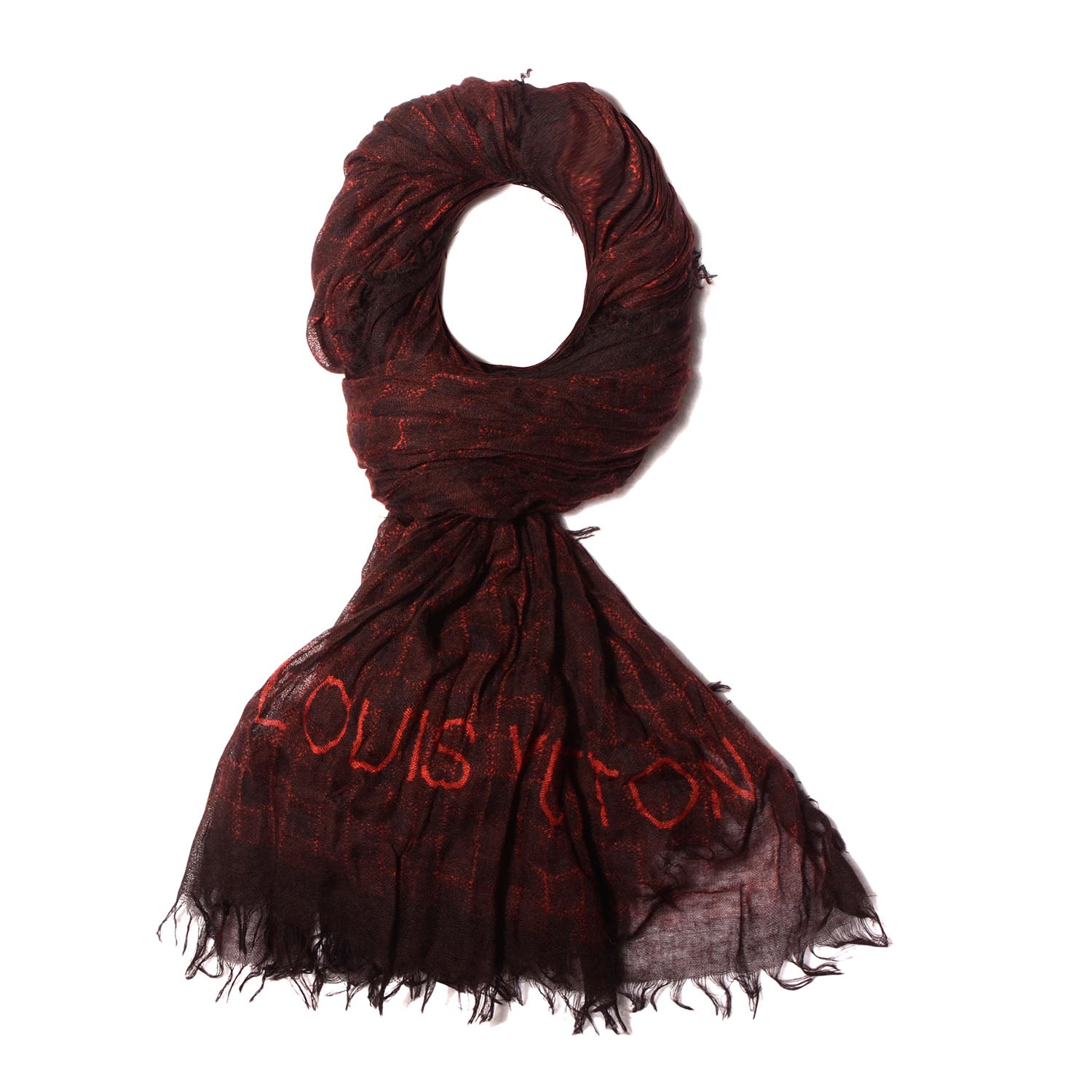 Louis Vuitton Cashmere Silk Etole Stole Damier Rouge 7 of 12