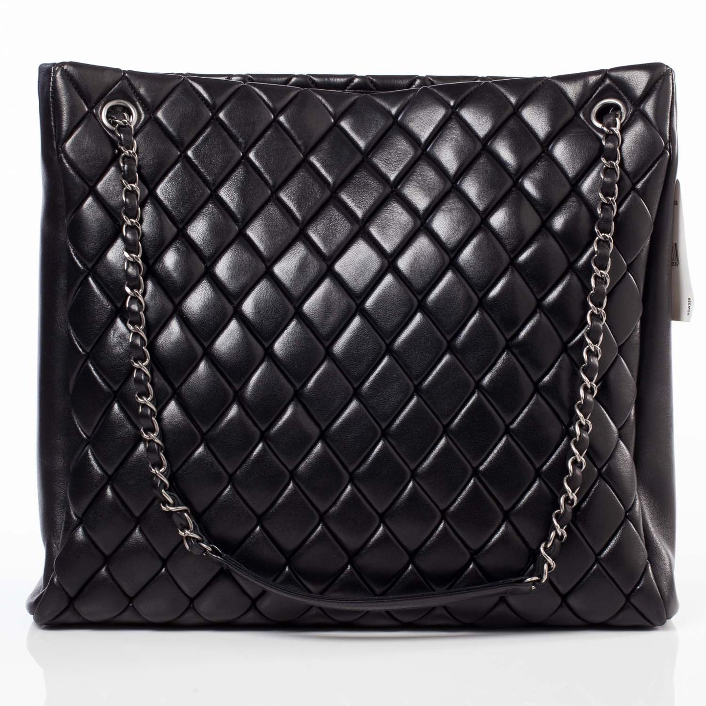 Lambskin New Bubble Quilt North South Tote Black
