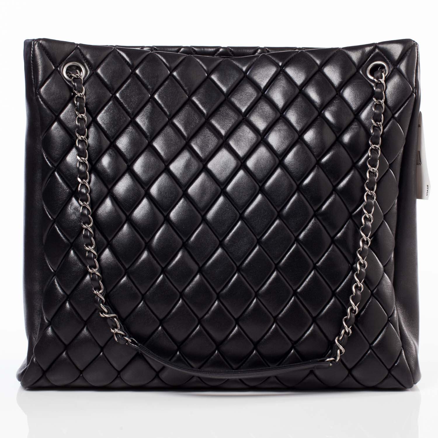Chanel Lambskin New Bubble Quilt North South Tote Black 4 of 9